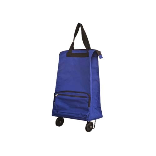 Polyester foldable trolley shopping bag with wheels for easy carrying