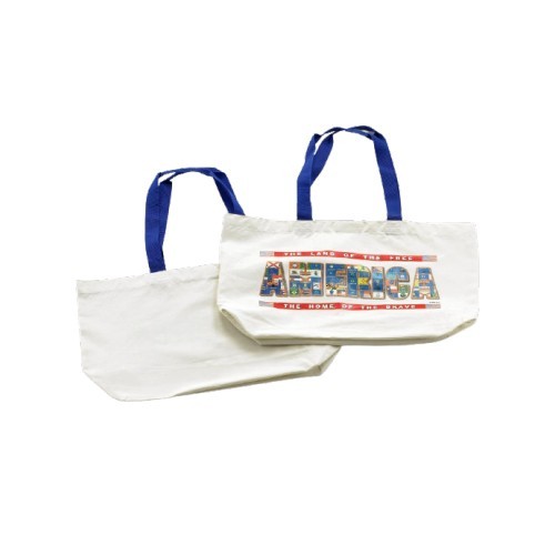 Customize cotton shopping bags with long handles and logos for promotions