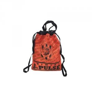 A nylon drawstring backpack with a printed logo, ideal for sports and promotional purposes